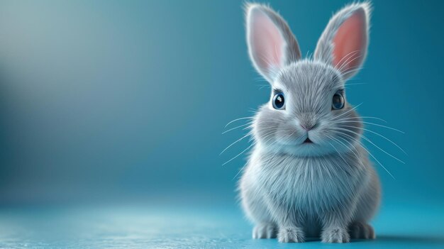 Cute baby bunny cartoon 3d on the right side with blank space for text