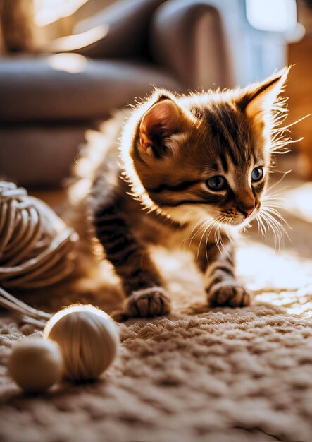 Photo cute baby cat wants to play