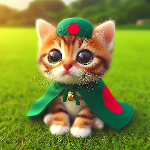 cute baby cat with Bangladesh Flag