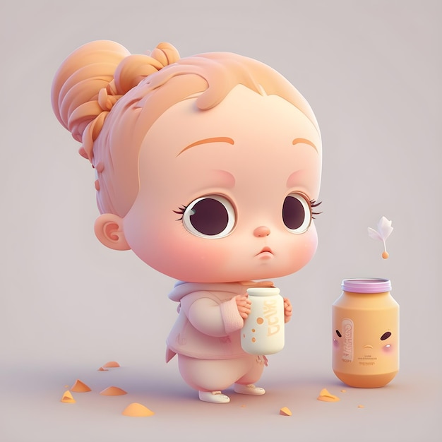 Cute baby character design generative ai