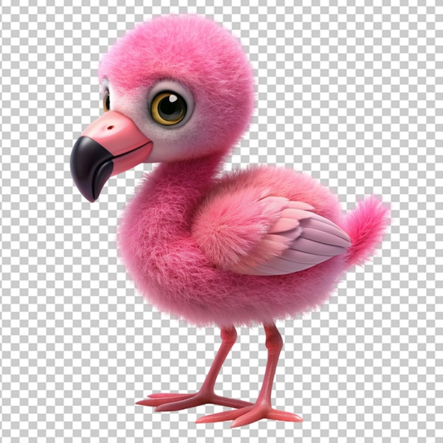 cute baby flamingo pink bird Transparent Background