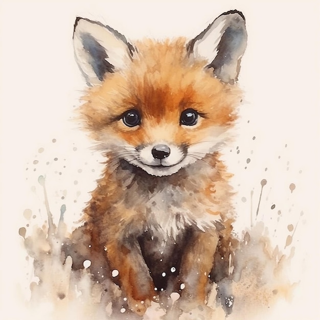 Cute Baby Fox Nursery Art Generative AI