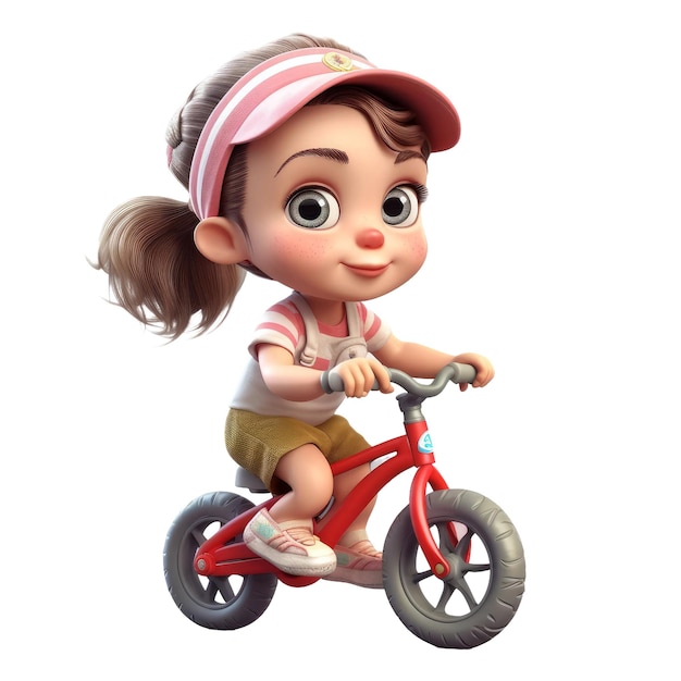 Cute baby girl in bicycle Transparent isolated background AI