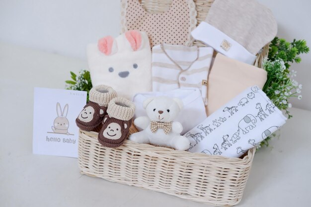 Photo cute baby hampers as a background