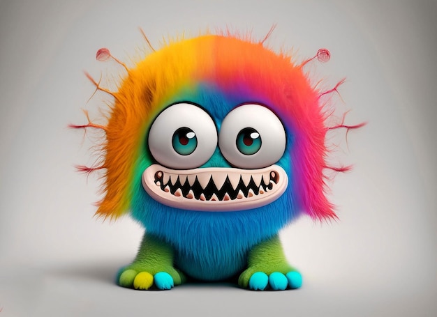 cute baby monster on white background