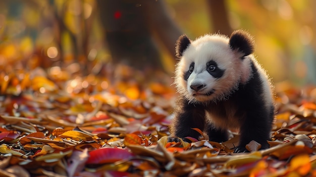 A cute baby panda in the forest Generated by artificial intelligence