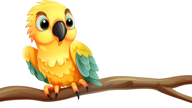 Cute baby parrot on tree branch