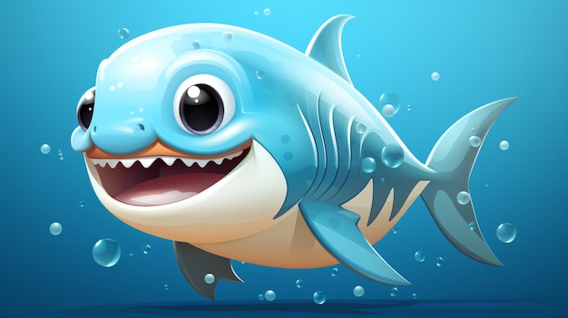 Cute baby shark flat design