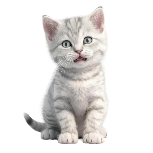 Cute baby smiling cat Transparent isolated background AI