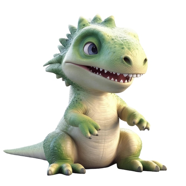 Cute baby smiling dinosauer Transparent isolated background AI