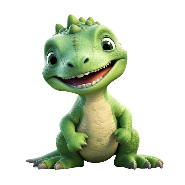 Cute baby smiling dinosauer Transparent isolated background AI