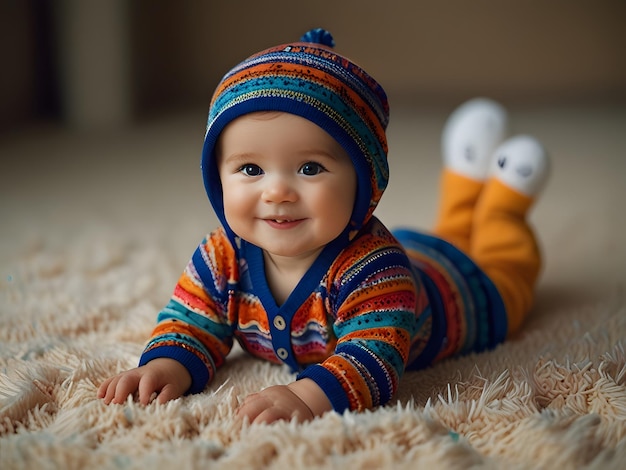 Cute Baby Sweet Smiles with Wearing Vibrant clothing