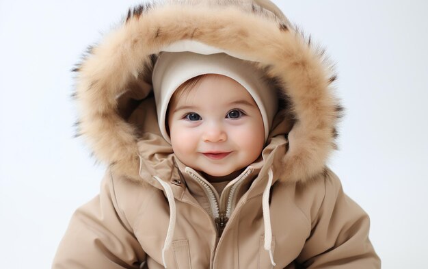 Cute Baby Winter Coat Display on a White background