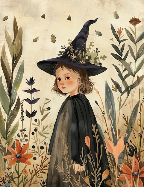 cute baby witch medival page Junk Journal