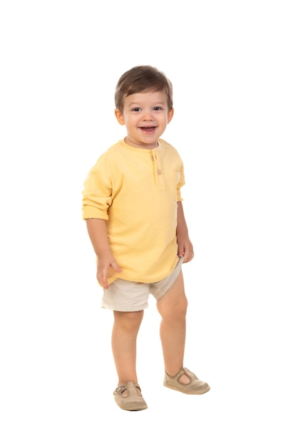 Cute baby with yellow tshirt