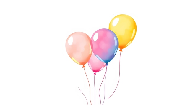 Cute balloons png sticker watercolor design in transparent background isolated with white