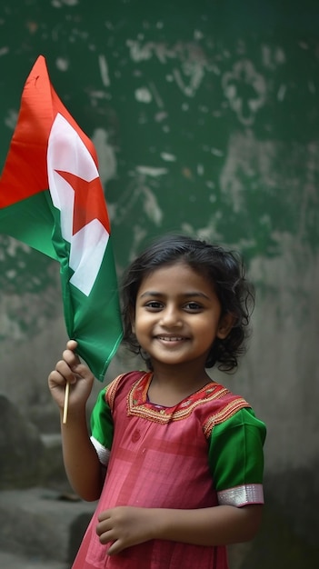 A cute Bangladesh kids with Bangladesh flag