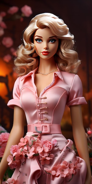 cute barbie girl with pink outfit