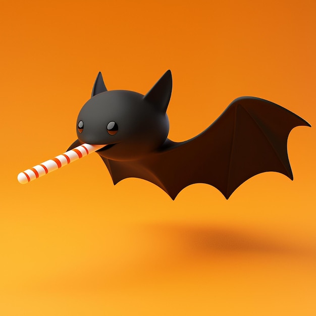 Cute Bat Holding a Candy Cane