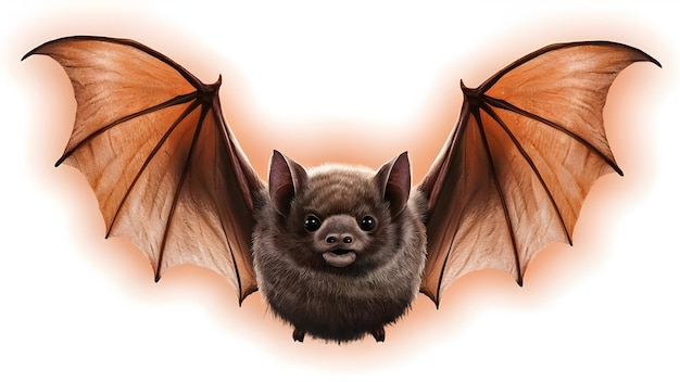 Photo cute bat with spread wings isolated on white background