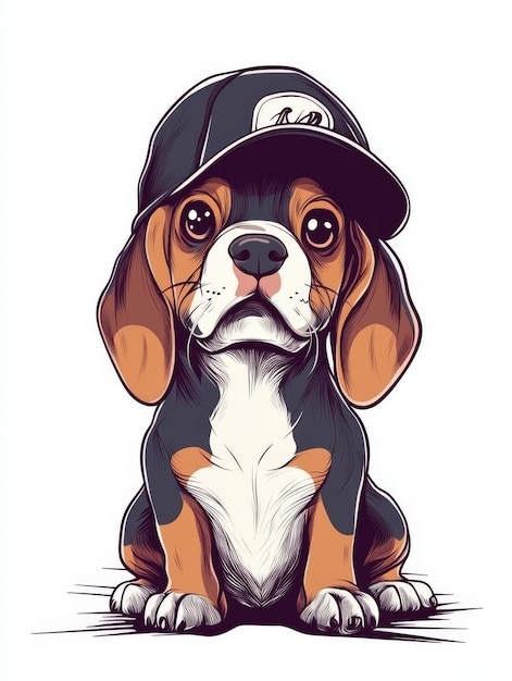 Cute Beagle dog in a baseball cap Vector illustration