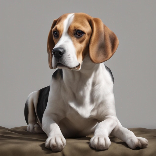 A cute beagle dog with clean grey background