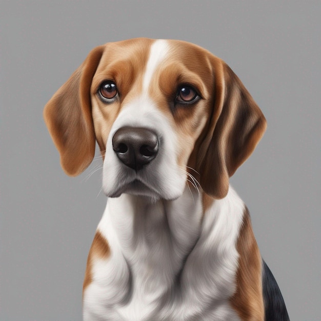 A cute beagle dog with clean grey background