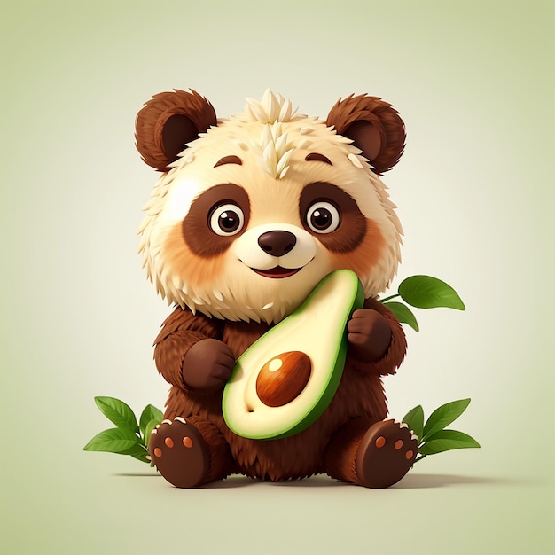 Cute Bear Avocado Cartoon Vector Icon Illustration Animal Fruit Icon Concept Isolated Premium Vector Flat Cartoon Style