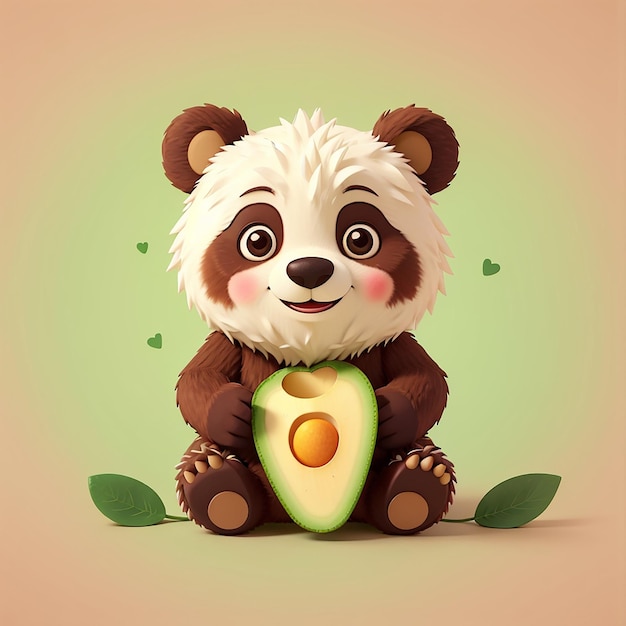 Cute Bear Avocado Cartoon Vector Icon Illustration Animal Fruit Icon Concept Isolated Premium Vector Flat Cartoon Style