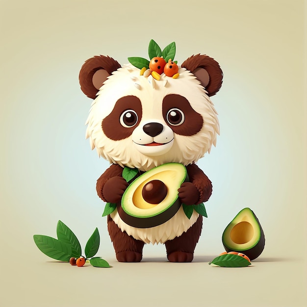 Cute Bear Avocado Cartoon Vector Icon Illustration Animal Fruit Icon Concept Isolated Premium Vector Flat Cartoon Style