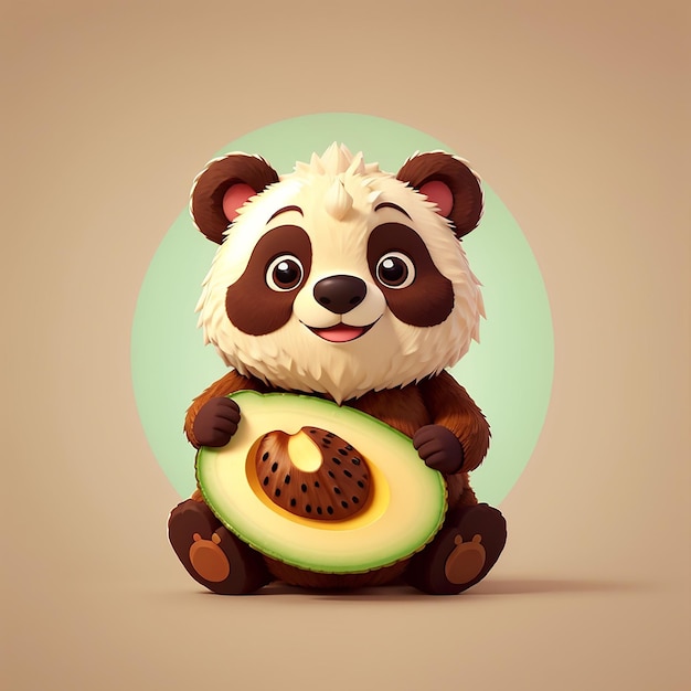 Cute Bear Avocado Cartoon Vector Icon Illustration Animal Fruit Icon Concept Isolated Premium Vector Flat Cartoon Style