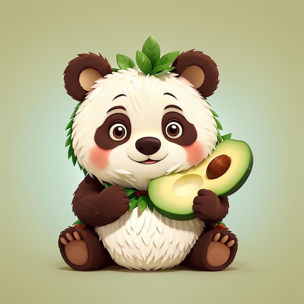 Cute Bear Avocado Cartoon Vector Icon Illustration Animal Fruit Icon Concept Isolated Premium Vector Flat Cartoon Style