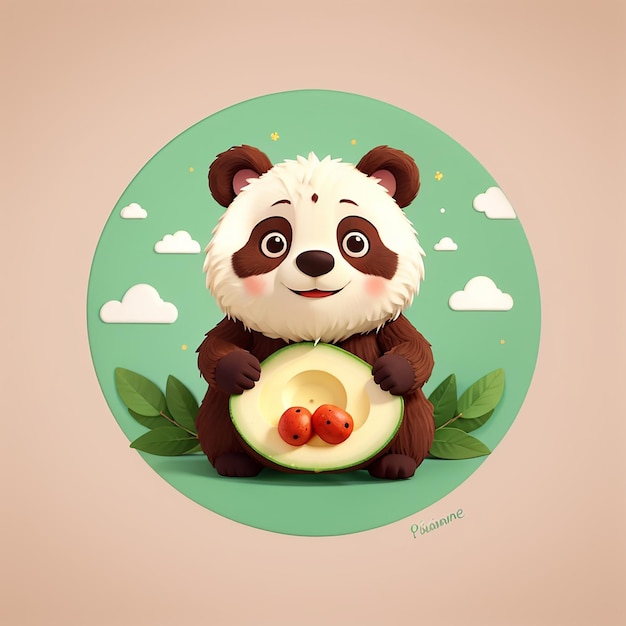 Cute Bear Avocado Cartoon Vector Icon Illustration Animal Fruit Icon Concept Isolated Premium Vector Flat Cartoon Style