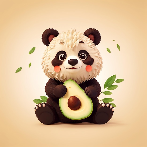 Cute Bear Avocado Cartoon Vector Icon Illustration Animal Fruit Icon Concept Isolated Premium Vector Flat Cartoon Style