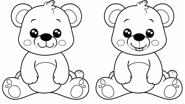 Cute bear cartoon coloring pages for kids