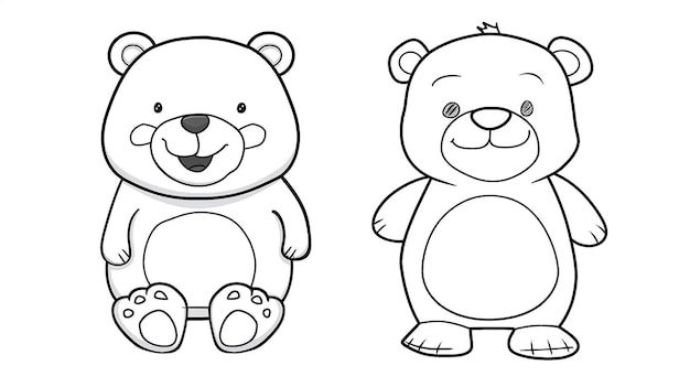 Photo cute bear cartoon coloring pages for kids