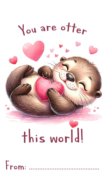 Photo a cute bear holding a heart that says this world