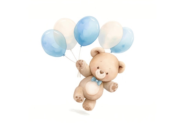 Cute bear with balloons