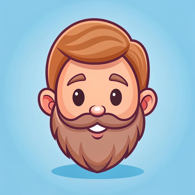 Photo cute beard man cartoon vector icon illustration people family icon concept isolated premium vector flat cartoon style