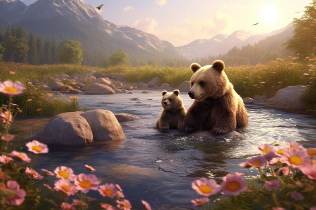 Cute bears in love