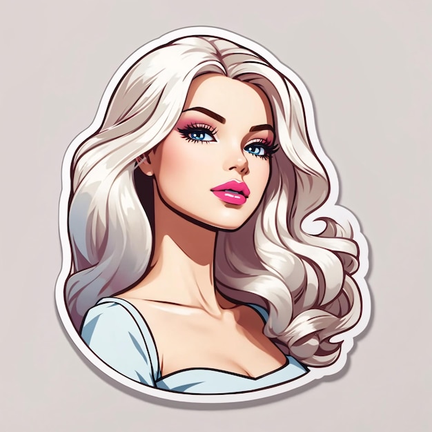 Cute Beautiful Barbie Vector Sticker