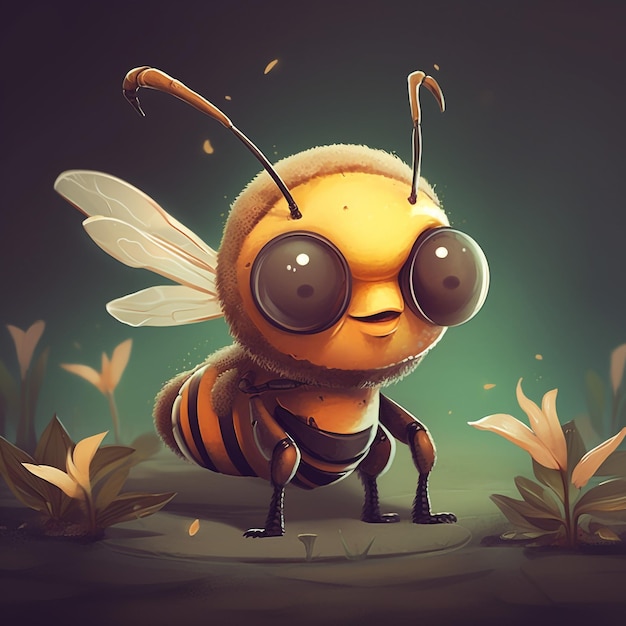 cute bee character 2d poses