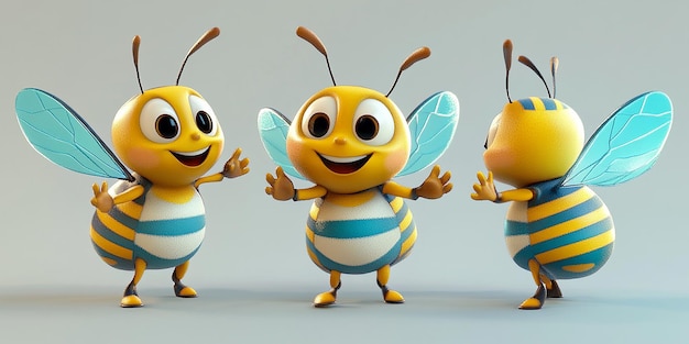 Photo cute bee mascot in a playful funny animated style