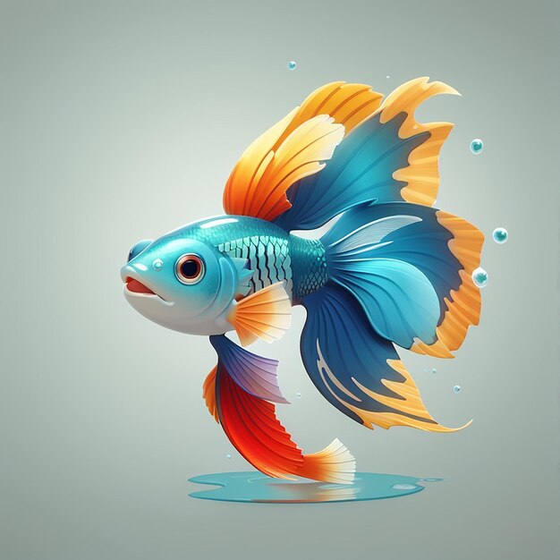 Cute Betta Guppy Fish Cartoon Vector Icon Illustration Animal Nature Icon Concept Isolated Premium Vector Flat Cartoon Style