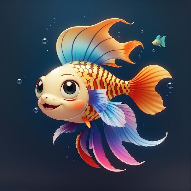 Cute Betta Guppy Fish Cartoon Vector Icon Illustration Animal Nature Icon Concept Isolated Premium Vector Flat Cartoon Style