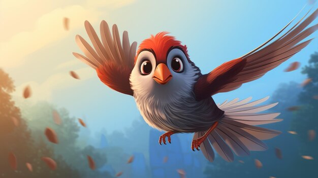 Photo cute bird animated wallpaper with avian character