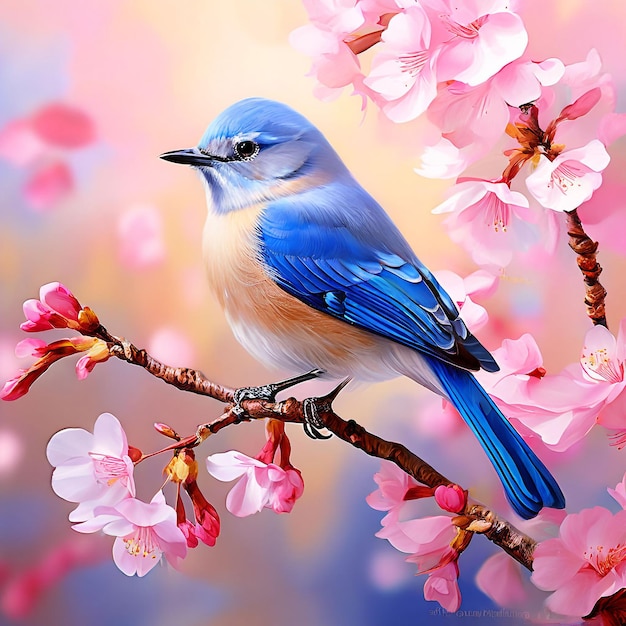 A Cute bird on a branch with a natural background