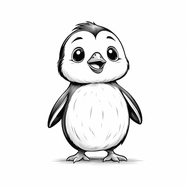 Cute bird Penguin sketch for coloring book