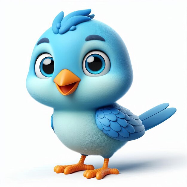 Photo cute bird standing cartoon 3d