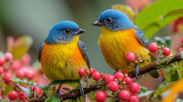 Cute birds Beautiful tanager Bluenaped Chlorophonia Chlorophonia cyanea exotic tropical green songbi